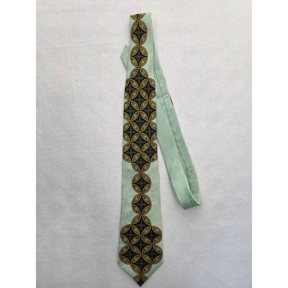 Rush Limbaugh Vintage Silk Tie No Boundaries Geometric Sage Green Gold
